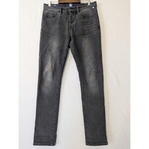 Pretty Green Errwood Slim Fit Jeans Mens 32R Washed Black Button Fly Denim